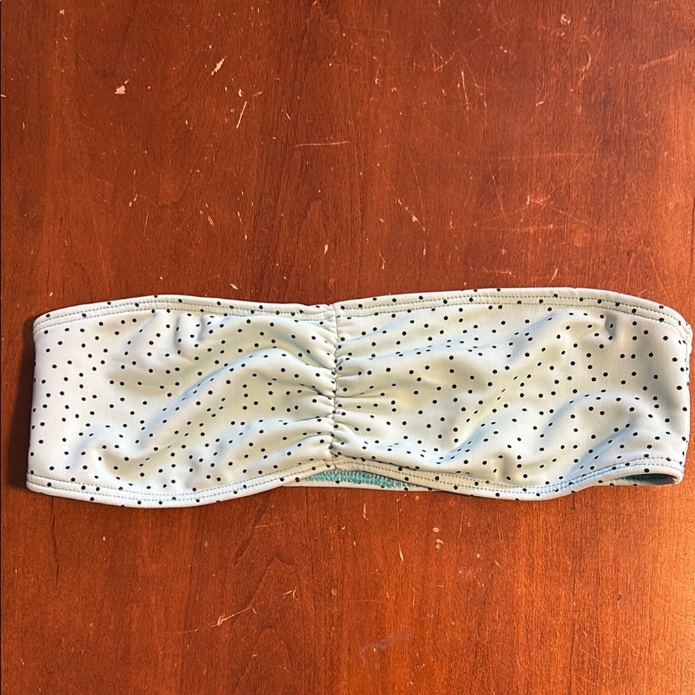 American Apparel Blue and Black Polka Dot Swimsuit Bandeau